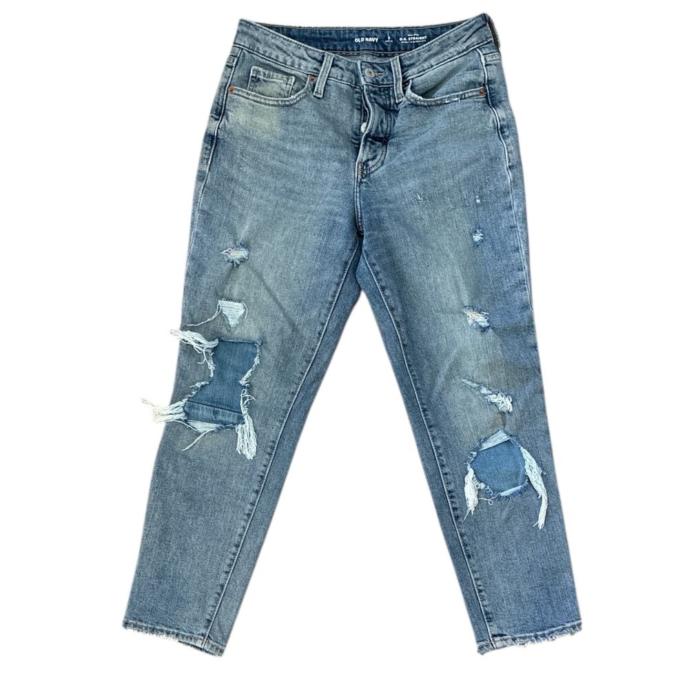 Old Navy Women’s High Rise OG Straight Distressed Denim Jeans size 2 Petite